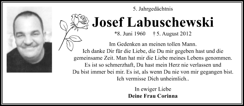  Traueranzeige für Josef Labuschewski vom 06.08.2017 aus trauer.mein.krefeld.de