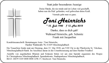 Traueranzeige von Joni Heinrichs von trauer.extra-tipp-moenchengladbach.de