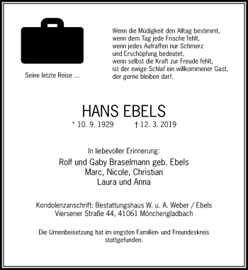 Traueranzeige von Hans Ebels von trauer.extra-tipp-moenchengladbach.de