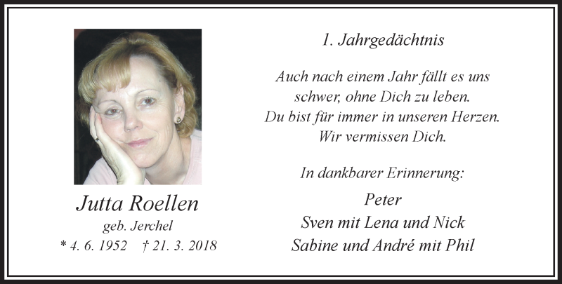  Traueranzeige für Jutta Roellen vom 24.03.2019 aus trauer.extra-tipp-moenchengladbach.de
