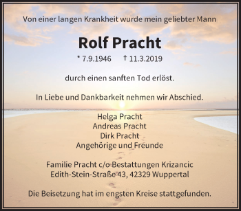 Traueranzeige von Rolf Pracht von trauer.wuppertaler-rundschau.de
