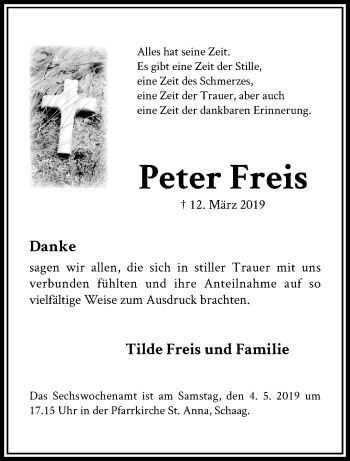 Traueranzeige von Peter Freis von trauer.extra-tipp-moenchengladbach.de