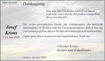 Traueranzeige von Josef Krons von trauer.stadt-kurier.de