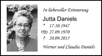Traueranzeige von Jutta Daniels von trauer.mein.krefeld.de