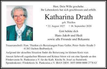 Traueranzeige von Katharina Drath von trauer.extra-tipp-moenchengladbach.de