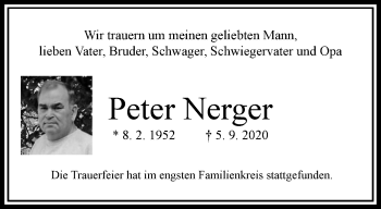 Traueranzeige von Peter Nerger von trauer.wuppertaler-rundschau.de