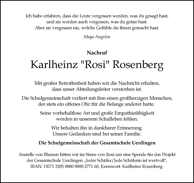  Traueranzeige für Karlheinz Rosenberg vom 03.10.2021 aus trauer.mein.krefeld.de