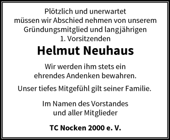 Traueranzeige von Helmut Neuhaus von trauer.wuppertaler-rundschau.de