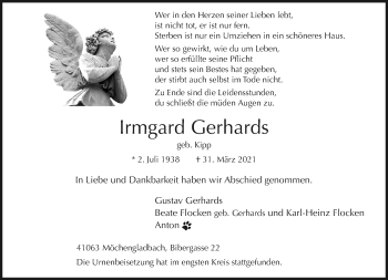 Traueranzeige von Irmgard Gerhards von trauer.extra-tipp-moenchengladbach.de