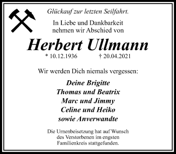 Traueranzeige von Herbert Ullmann von trauer.mein.krefeld.de