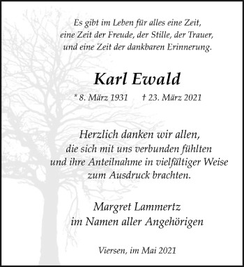 Traueranzeige von Karl Ewald von trauer.extra-tipp-moenchengladbach.de