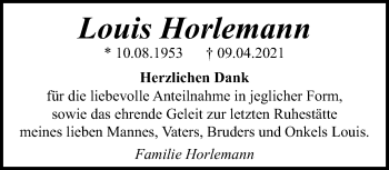 Traueranzeige von Louis Horlemann von trauer.mein.krefeld.de