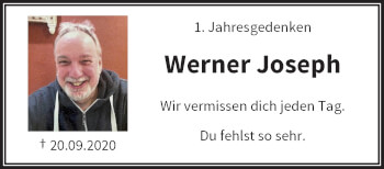 Traueranzeige von Werner Joseph von trauer.wuppertaler-rundschau.de