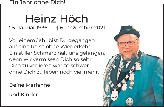 Traueranzeige von Heinz Höch von trauer.extra-tipp-moenchengladbach.de