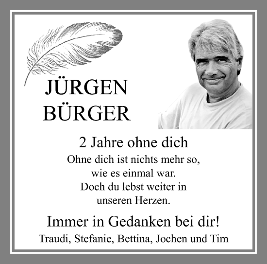 Traueranzeige von Jürgen Bürger von trauer.mein.krefeld.de