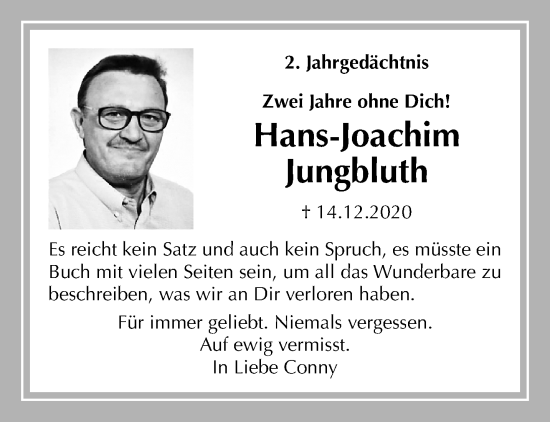Traueranzeige von Hans-Joachim Jungbluth von trauer.mein.krefeld.de