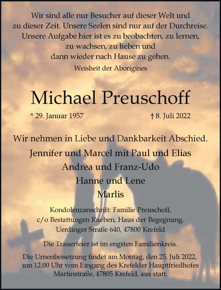  Traueranzeige für Michael Preuschoff vom 17.07.2022 aus trauer.mein.krefeld.de