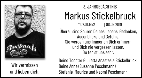 Traueranzeige von Markus Stickelbruck von trauer.mein.krefeld.de