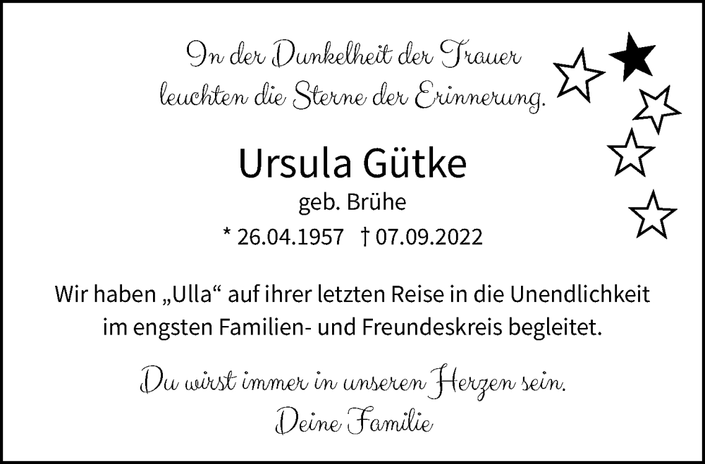  Traueranzeige für Ursula Gütke vom 18.09.2022 aus trauer.mein.krefeld.de