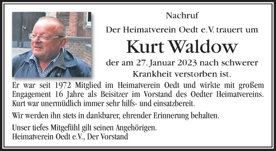 Traueranzeige von Kurt Waldow von trauer.mein.krefeld.de