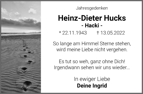 Traueranzeige von Heinz-Dieter Hucks von trauer.mein.krefeld.de