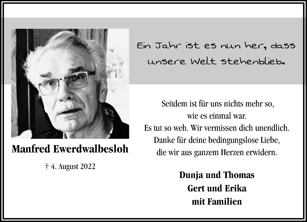  Traueranzeige für Manfred Ewerdwalbesloh vom 30.07.2023 aus trauer.extra-tipp-moenchengladbach.de
