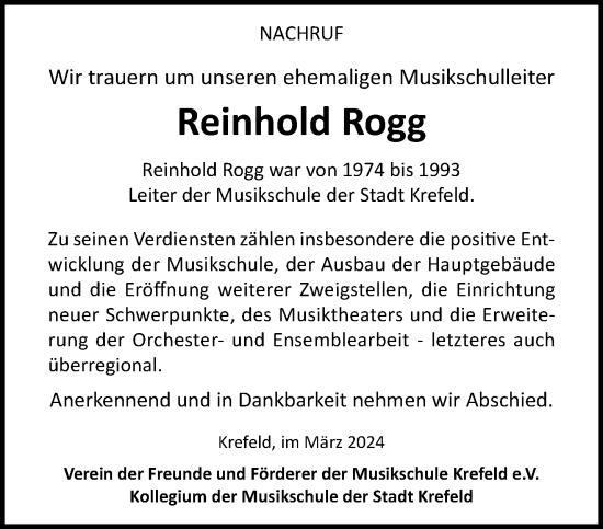 Traueranzeige von Reinhold Rogg von trauer.extra-tipp-moenchengladbach.de