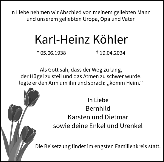Traueranzeige von Karl-Heinz Köhler von trauer.duesseldorfer-anzeiger.de